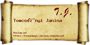 Tomcsányi Janina névjegykártya